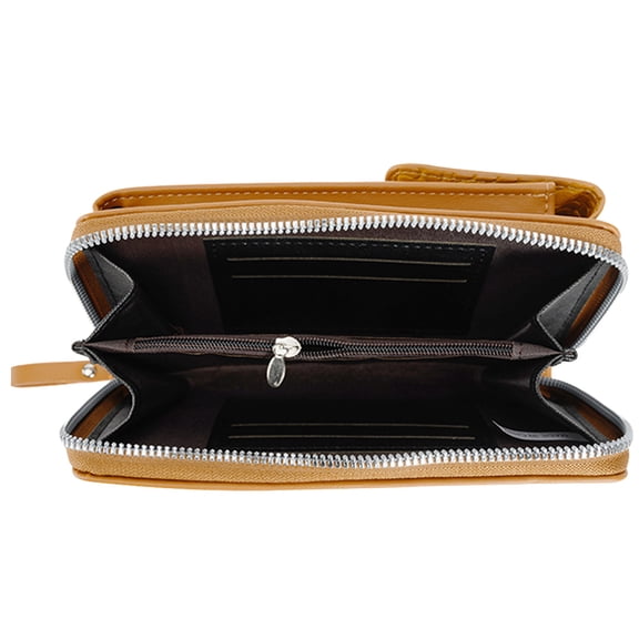 HOOWIFFY Brown PU Phone Purse with Adjustable Crossbody Strap for Everyday Use and Travel