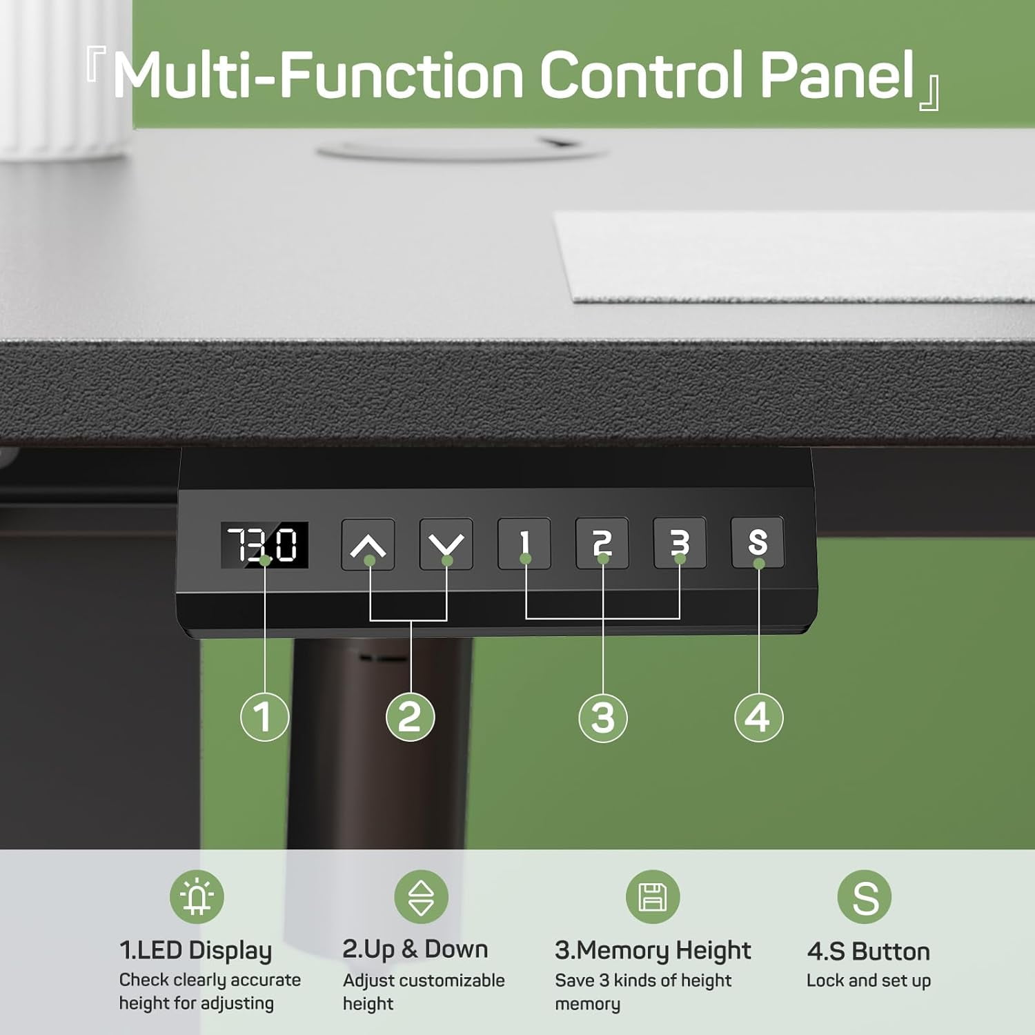 Electric Height Adjustable Standing Desk, 55x24 Inches, Ergonomic Sit-to-Stand Rising Computer Table for Home Office