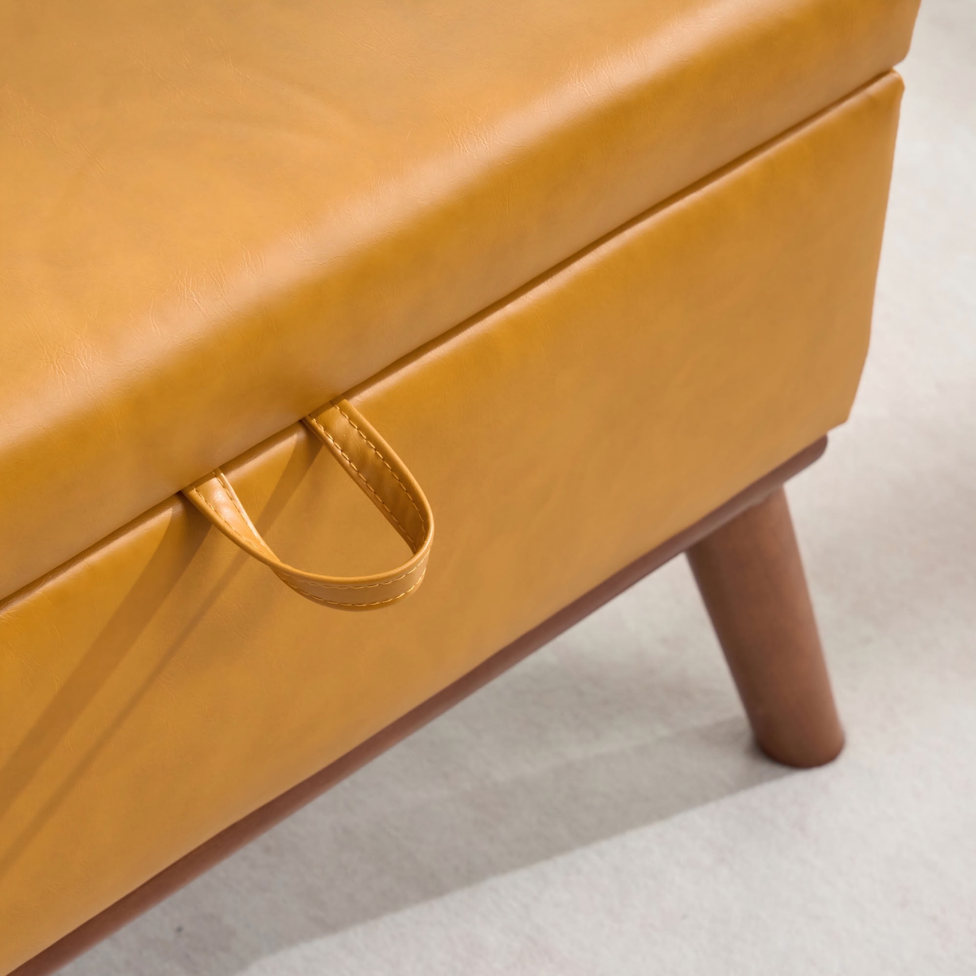 MAYEERTY 31 Inch Split Flip Top Storage Ottoman, Multi-Functional PU Leather Footrest for Living Room Office