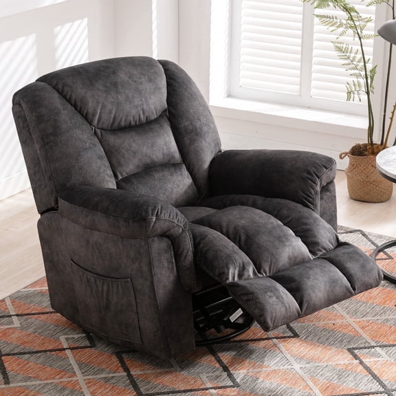 Bonzy Home Swivel Recliner Chair Manual Rocker Reclining Sofa Chair Living Room Seating Furniture Gray
