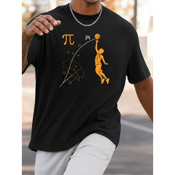 100% cotton Pi Basketball for men black Casual Unisex Shirt Printed tshirts Basic Unisex Shirt Crewneck tshirts Original Unisex Shirt Graphic tshirts Trendy Unisex Shirt Crewneck tshirts