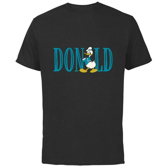 Disney Mickey and Friends Donald Duck Lettering Classic - Short Sleeve Cotton T-Shirt for Adults - Customized-Black