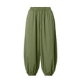 thumbnail image 7 of Women's Polyester High Waist Loose Jogger Pants, Breathable Cuffed Ankle Side Pocket Trousers, Relaxed Loungewear Bottoms for Travel Daily Errands | TruHer,Army Green L, 7 of 7