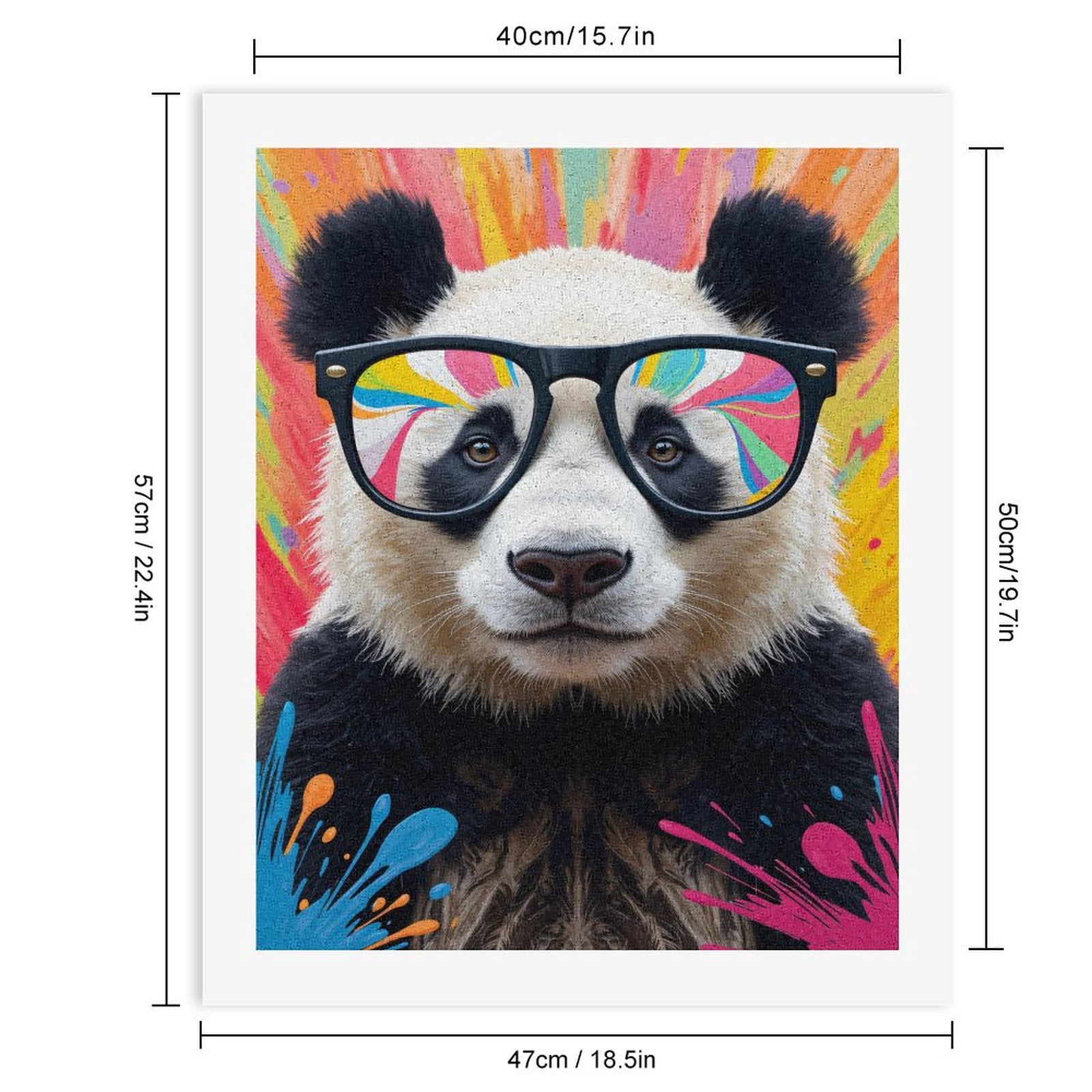 Paint By Numbers Kit for Adults Beginner - DIY Panda Glasses Colorful Art Splash Canvas Painting Kits for Adults, Frameless Paint By Number for Adults for Home Wall Decor 16x20 Inch