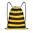 thumbnail image 1 of Saiise Bee Stripe Pattern Sports Drawstring Backpack - String Swim Gym Bag with Wet Proof Pocket for Women&Men-Medium, 1 of 6