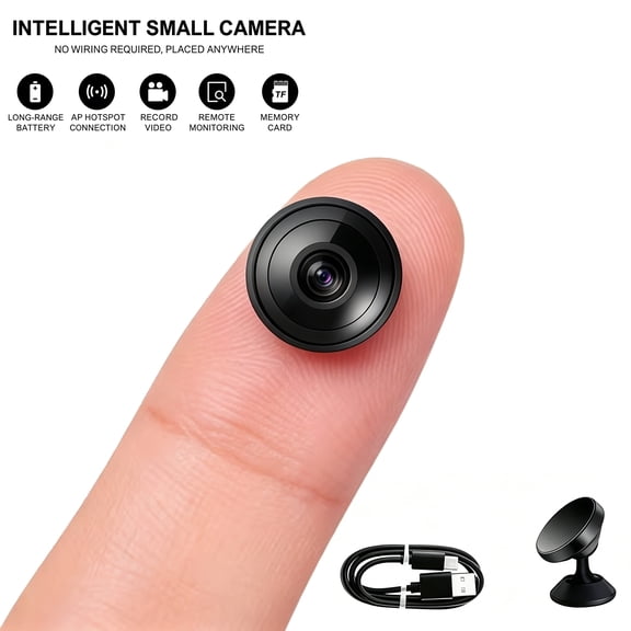 1440P Quad HD Mini Security Camera WiFi, 210° Wide Angle 960nm Invisible IR Night Vision Built-in Battery Motion Detection for Home Pet Car Monitor