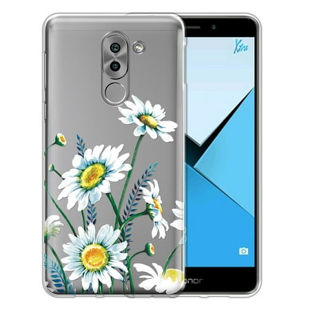 FINCIBO Soft TPU Clear Case Slim Protective Cover for Huawei Honor 6X, Daisies