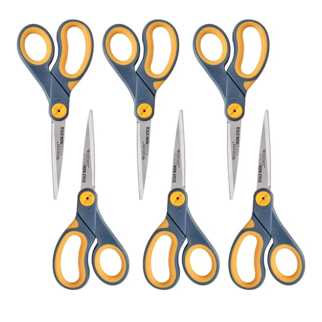 Tijeras Westcott de 8" con titanio antiadherente, paquete de 6