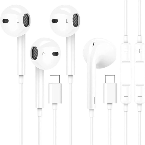2 Pack USB C Headphones for iPhone 17/16/15,Type C Earbuds Wired Earphones with Microphone & Remote Control Noise Cancelling,Compatible with iPhone Air/Pro/Pro Max,Galaxy S23/22/21/20/Ultra Note