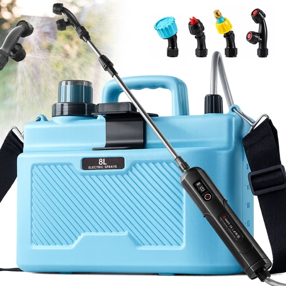 LAFAYTTE 2 Gallon Battery Powered Sprayer, Electric Garden Sprayer with 4 Mist Nozzles, 3 Adjustable Speeds, Rechargeable Garden Sprayer with Telescopic Wand for Lawn, Yard