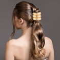 thumbnail image 2 of Corbata Geométrica para El Pelo Con Cola Caballo Doble Metal Mujeres Y Niñas (3 Dorados), 2 of 9