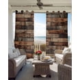thumbnail image 3 of Western Barn Door Black Out Curtains 84 Inch Long for Living Room, Vintage Farmhouses Wooden Door Brown Blackout Curtain Shade Thermal Insulated Window Curtains Grommet Drapes 42"x84" 2 Panels, 3 of 8