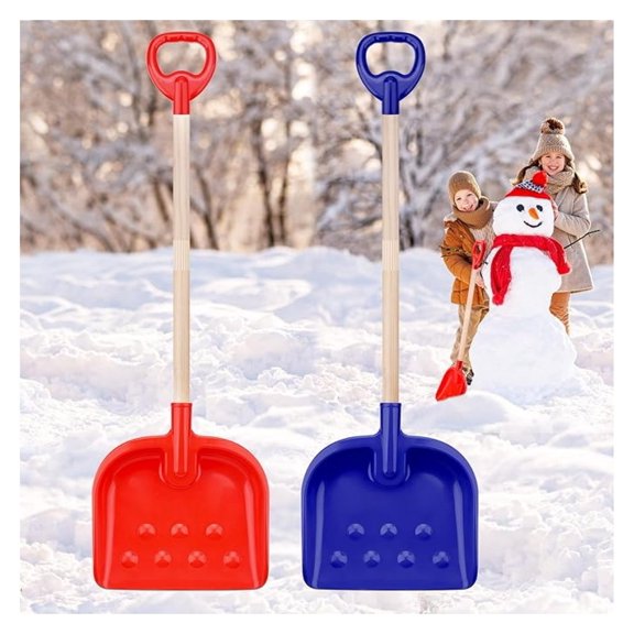 2 Pcs Kids Snow Shovel 30" Detachable Kids Digging Snow Shovel with Plastic & Wood Handle Portable Kids Shovels for Outdoor Yard Garden Activities Driveways Snow Removal Road Beach (2)