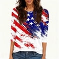 thumbnail image 4 of KDDYLITQ States 250th Anniversary Shirts Womens 250th Anniversary Printed 3/4 Sleeve Clothes Usa Flag Crew Neck Summer Tees 4th July Fashion Blousees Blue L, 4 of 5