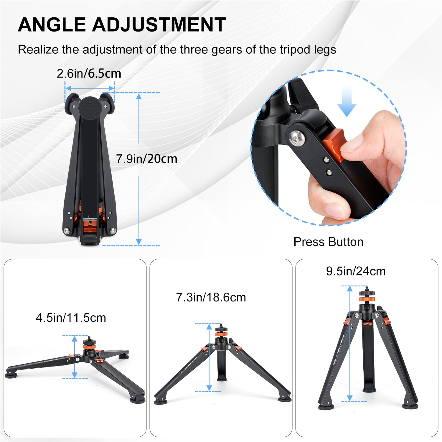 Koolehaoda Mini Tripod Base for Monopods, Aluminum Desktop Tripod with Three Feet Universal 3 Leg Support with 1/4"- 3/8" Screw Mount for DSLR Camera Monopod Unipod Photography Stick Ball Head