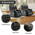 thumbnail image 3 of Bonzy Home Recliner Chair Set of 2 with Massage and Heat Overstuffed Fabric Metal frame Manual Reclining Chair Sofa for Living Room, 3 of 7