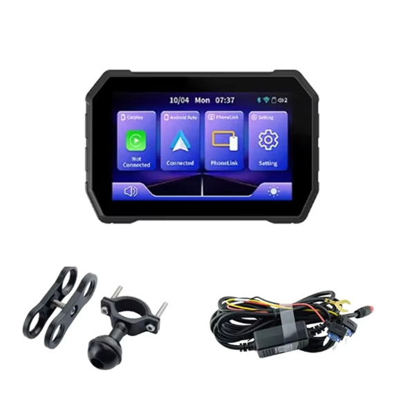 5 Inch CarPlay for Android Auto Bluetooth Waterproof Wireless to Wired Motorcycle GPS Navigation Monitor 1028x600P,1 x Navigation Monitor 1 x Power cord,Black
