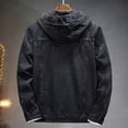 thumbnail image 4 of Men's Denim Jackets Hooded Button Down Windproof Jeans Jackets Trucker Coat, 4 of 4