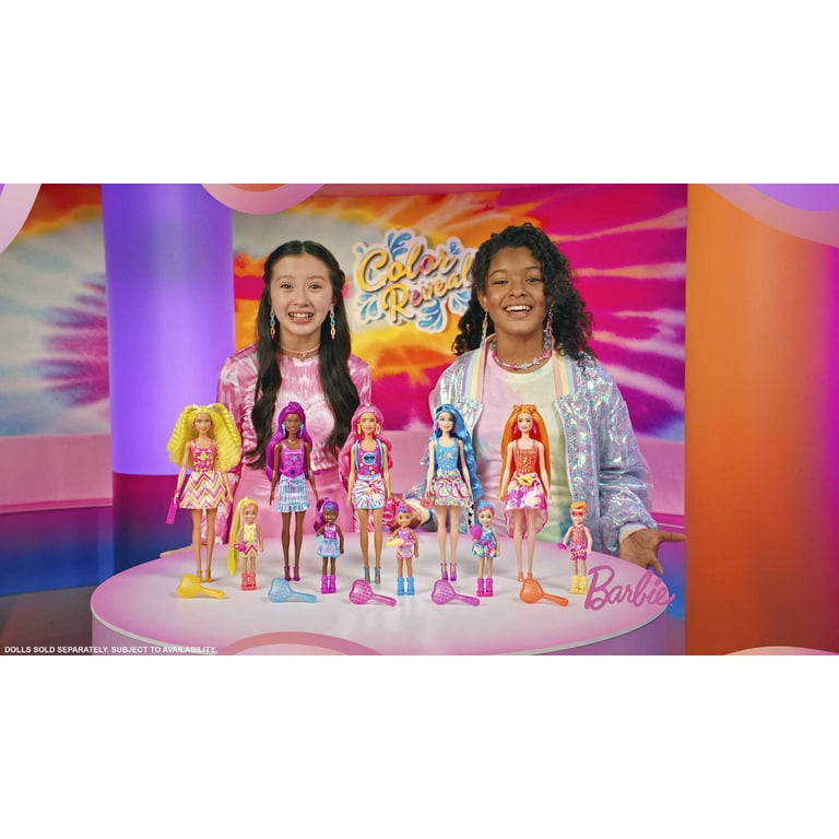 Barbie Reveal Color Set Of Gift Neon Tie-Dye Flor Doll Multicolor