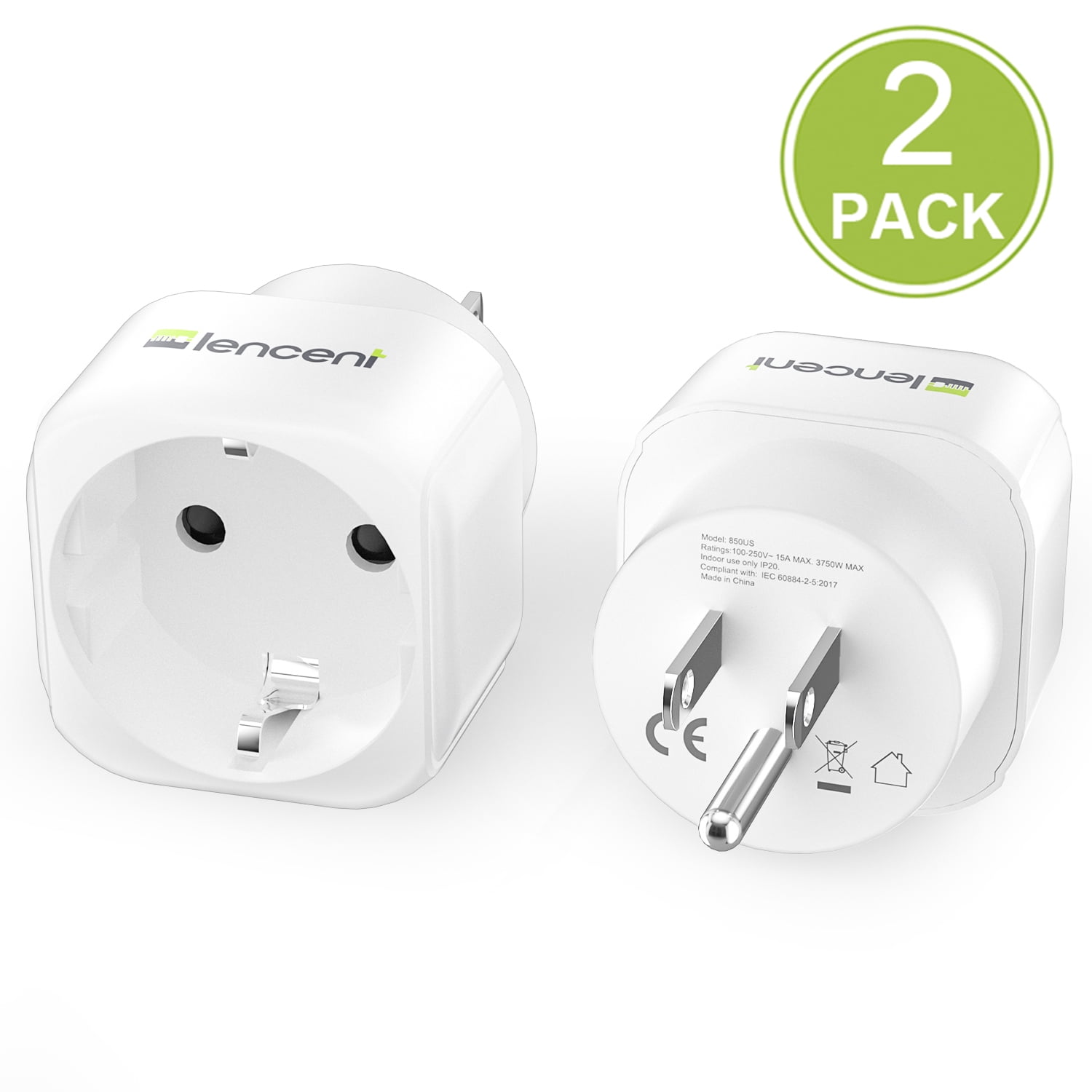 White Travel from USA Us to EU Europe Italy Plug Adapters 6 PCS EU Plug Adapter Travel Power Converter European Travel Plug Adapters from America to Europe Outlet Adaptor 