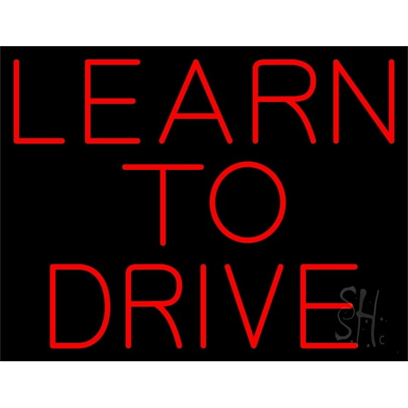 Red Learn To Drive LED Neon Sign 24 x 31 - inches, Clear Edge Cut Acrylic Backing, with Dimmer - Bright and Premium built indoor LED Neon Sign for automotive store, and mall.