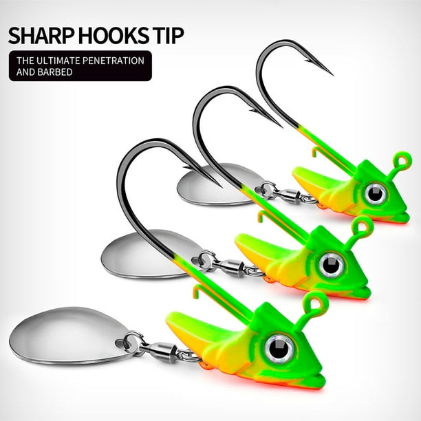 Cadialan Jig Head Hooks Weighted With Spinner Blades 7.5g 10.5g 15g Fishhook  For Soft Bait Fishing Tackle Accessories 