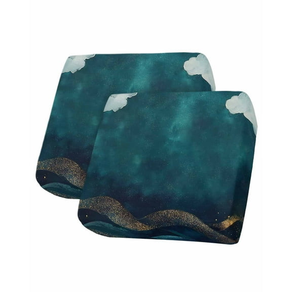 Teal Abstract Sofa Couch Cushion Covers Washable, Removable Stretchable Sectional Couch Covers, Watercolor Cloud Scenery Waves Art Slipcovers for L & T Shape Sofa Furniture Protector S Size 2 pcs