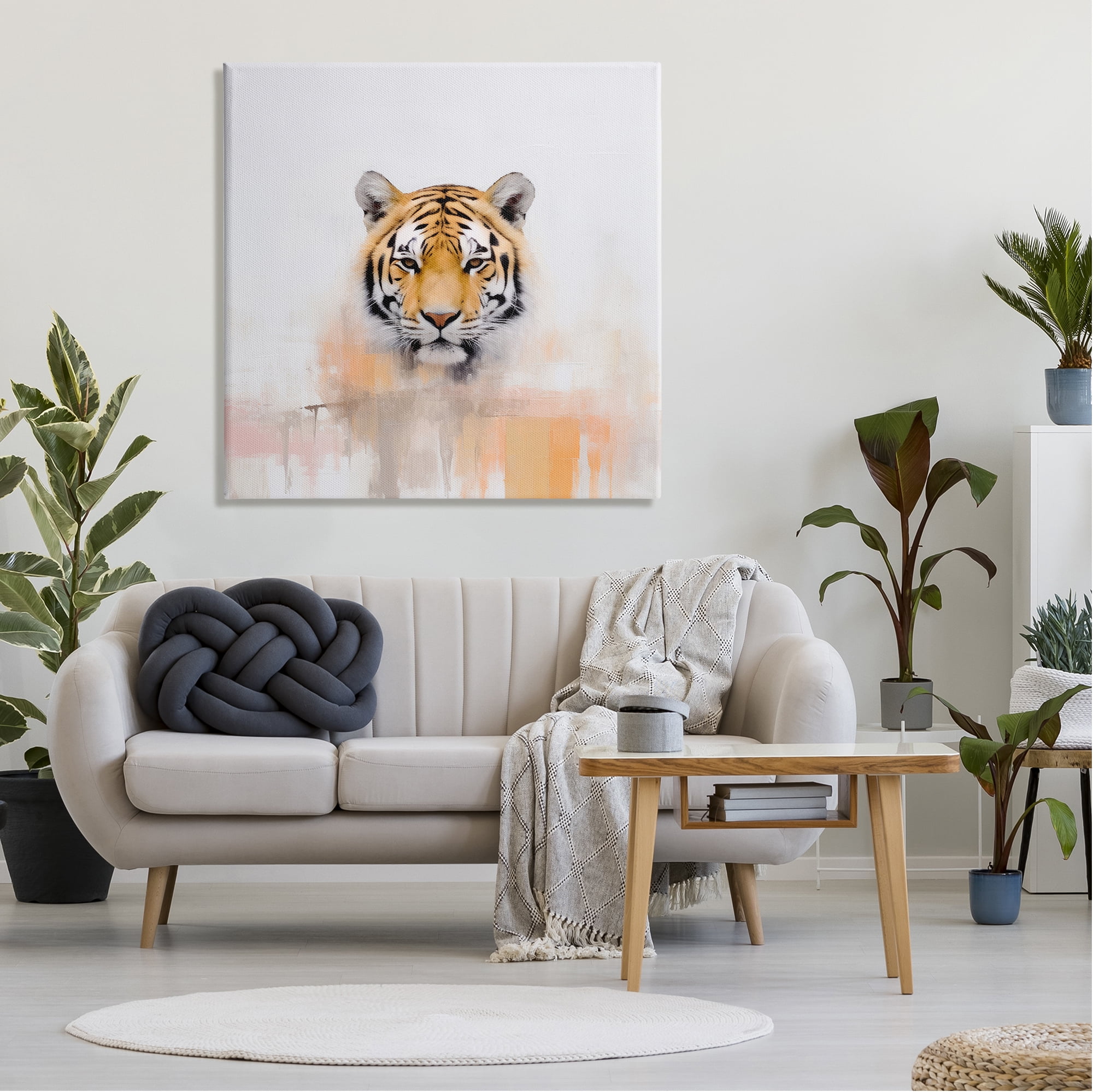 Stupell Industries Abstract Tiger Portrait Animals & Insects Painting Gallery Wrapped Canvas Art Print Wall Art, 36 x 36
