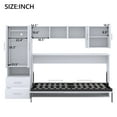 thumbnail image 6 of Euroco Twin Size Murphy Bed with Shelves and Cabinets, Built-in Desktop and Wardrobe, White, 6 of 21