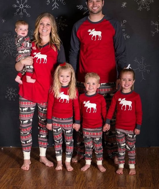 Christmas Family Matching Pyjama Mommy and me Kids Sleepwear Pj Merry Christmas Set Romper Sleepsuit Homewear