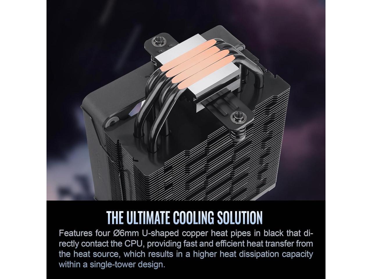 Thermaltake ASTRIA 200 ARGB Lighting CPU Cooler - 4.72" Maximum Fan Diameter - 1 x Fan(s) - 4 x Heat Pipe(s) - 65 CFM Maximum Airflow - 1800 rpm - 5V ARGB Header, 2510 - 4Pin - Compatible Intel Soc...