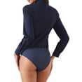 thumbnail image 3 of INSPIRE CHIC Women's Button Down Bodysuit Collared Lapel Long Sleeve Work Shirt Top M Dark Blue, 3 of 6
