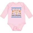 thumbnail image 3 of Inktastic Happy Hanukkah Sweater Style Design with Menorah and Dreidel Boys or Girls Long Sleeve Baby Bodysuit, 3 of 5