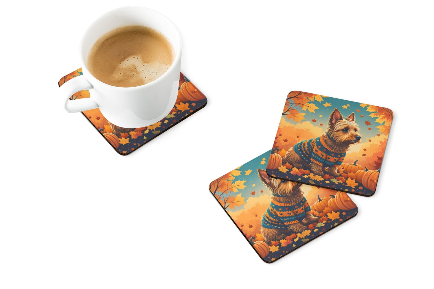 Australian Terrier Terrier Fall Foam Coaster Set of 4 3.5 in x 3.5 in