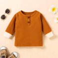 thumbnail image 4 of StylesILove Baby Boys Girls Solid Long Sleeve Henley Top & Pants 2pcs Set Unisex Toddler Ribbed Cotton Outfit (Brown, 24 Months), 4 of 8