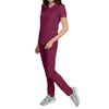 Celeste Women's Stretch Scrubs Set Cross Over Neckline Top and Slim Leg Pants