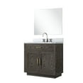 thumbnail image 3 of 36" W X 22" D Brown Oak Bath Vanity , Marble Top, Mirror And Faucet Included - Assembled Cabinet With 34 In. Fixture, 3 of 7