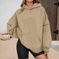 thumbnail image 2 of Bibifish Womens Hoodies Oversized Solid Color Long Sleeve Hooded sweatshirts Fall Winter Basic Ladies Pullover Tops With Multiple Pockets, 2 of 6