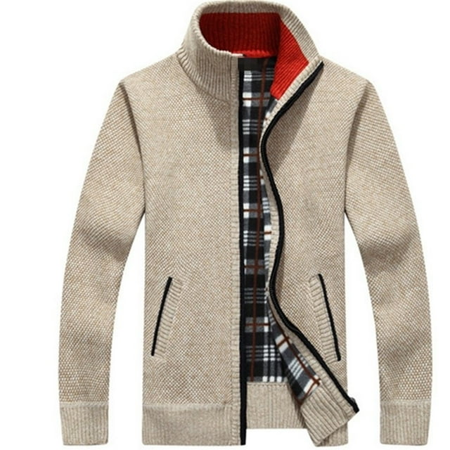 SHIXIAOO Men's Shawl Collar Cardigans Slim Fit Button Knit Black Sweater Pockets Warm Long Dress Jacket for Men