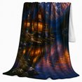 thumbnail image 2 of Lakeside Cabin At Twilight Wilderness Retreat, Peaceful Mountain Lake Scene, Warm Flannel Blanket for Cabin and Lodge, Outdoor Lovers Camping Gift, Rustic Home Decor, 2 of 9