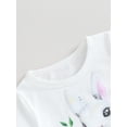 thumbnail image 5 of Bslissey Toddler Baby Girls Easter Pants Sets Bunny Floral Print Short Sleeve Tassel Hem T-shirt + Flared Pants + Headband 9M-4T Kids Casual Summer 3Pcs Outfits, 5 of 9