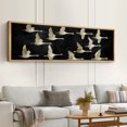 thumbnail image 2 of Large Framed Canvas Print Minimalist White Swans on BlackWall Art Decorative Ready to Hang Painting for Living room Bedroom 60x20 inches Natural Frame, 2 of 7