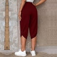 thumbnail image 1 of Pantalones cortos de mujer con hebilla y dobladillo enrollable, cintura elástica, bolsillos laterales, pantalones sueltos informales de Color puro, 1 of 6
