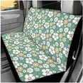 thumbnail image 3 of Yuyamidu 14 Piece Flower Car Seat Cover Set with Steering Wheel Cover Daisy Seat Belt Strap Cover Armrest Cover Headrest Covers Key Chain Coasters Set Fit SUV Sedan, Green, 3 of 7