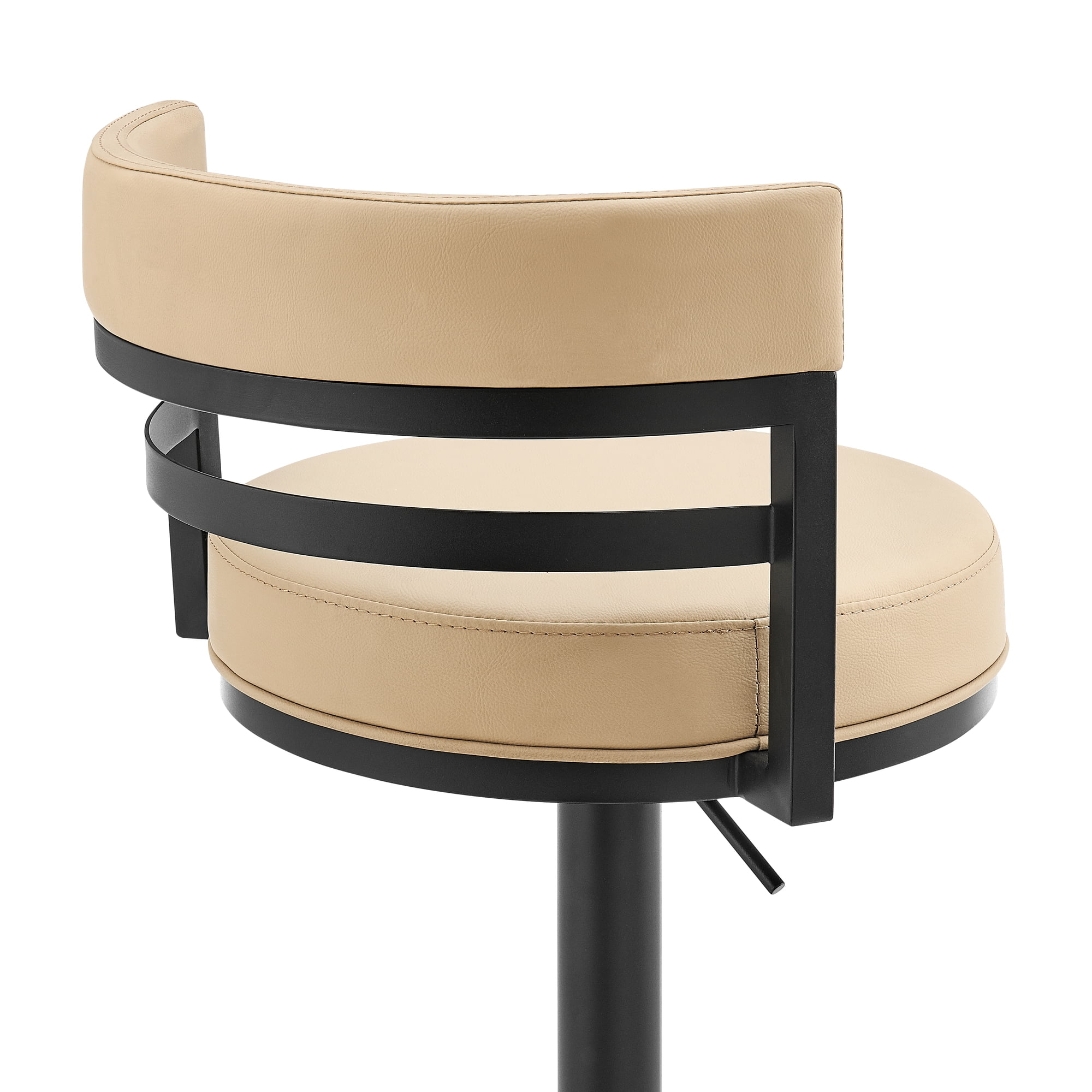 Judi Modern Industrial Swivel Metal Adjustable Height Barstool With Faux Leather Seat