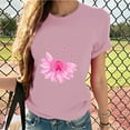 thumbnail image 2 of Lolmot Peace Love Cure Inspirational Letters Print Shirt for Women October Pink Ribbon Breast Cancer Awareness Pullover T-Shirt Tops, 2 of 3