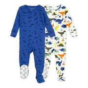 Mac & Moon BLUE MULTI Baby Boys Dinosaur Footed Pajama 2 Pack 24M