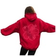 thumbnail image 2 of YDFCWXW Y2K Hoodie for Women Teen Girls Hibiscus Embroidered Pullover Hooded Top Cute Floral Preppy Hoodies Sweater Sweatshirts Red, M, 2 of 7