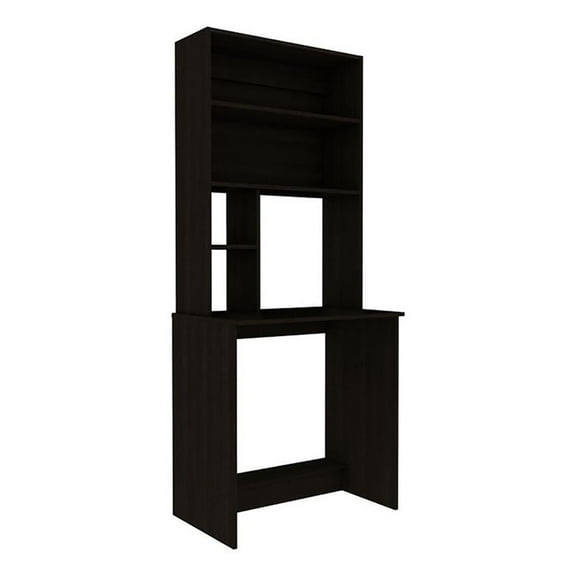 UrbanPro Modern Engineered Wood Computer Desk With Hutch in Black