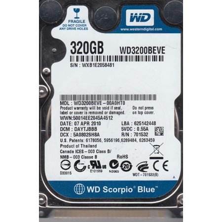 WD3200BEVE-00A0HT0, DCM DAYTJBBB, Western Digital 320GB IDE 2.5 Hard Drive